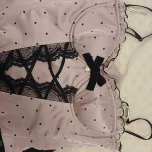 Polka Dot Lace Bustier Corset - Blush Pink